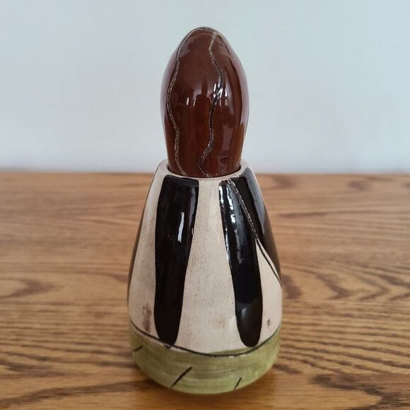 Terracotta Flower Woman Character Bottle with Head Stopper Porcelain Pottery Art - Picture 9 of 15